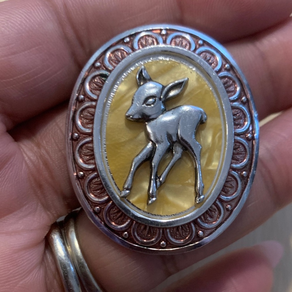 Vintage Silver Deer stone Scarf Clip